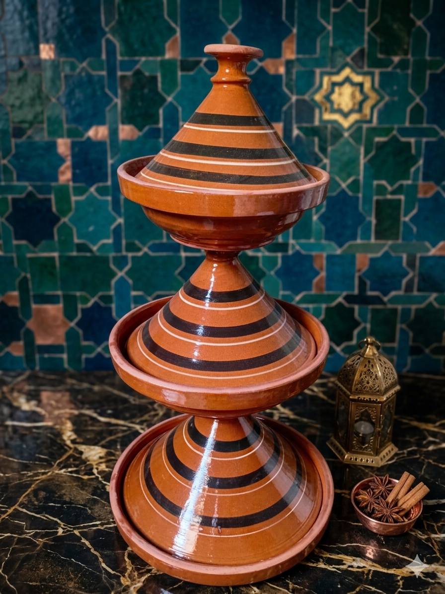 طقم مغربي 3 قطع عسلي